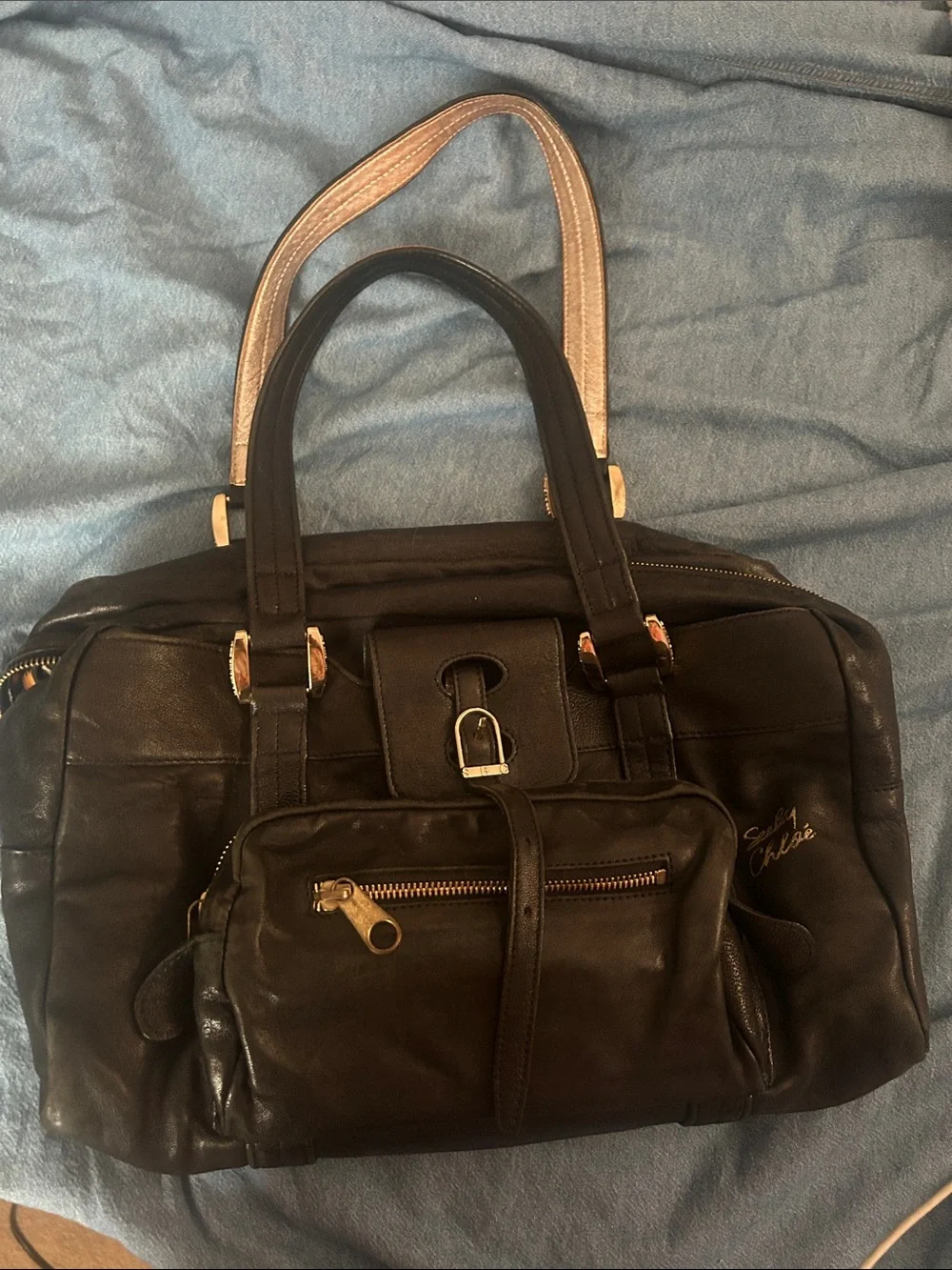 See By Chloe Black Satchel with Gold Hardware